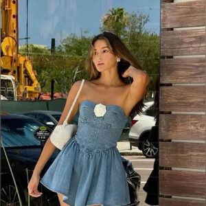 Lovers + Friends Blue Denim Mini Dress